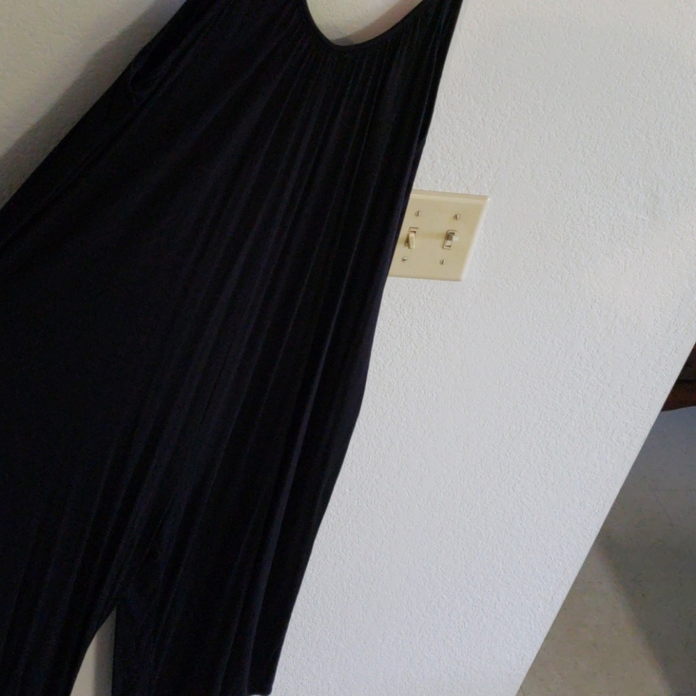 Black Solid Jersey Pant Romper - image 2